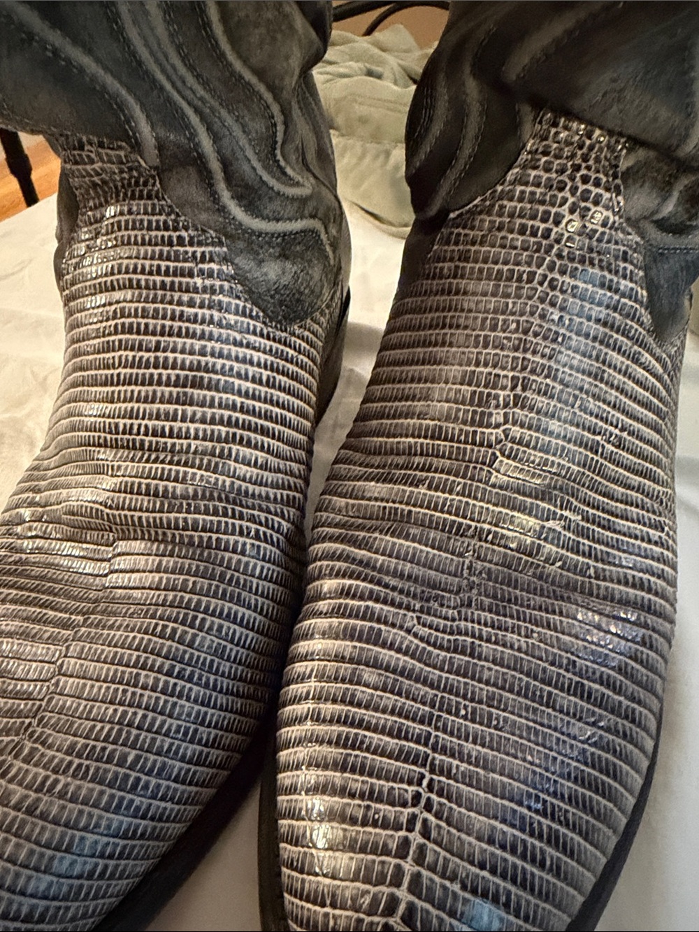 Tecovas Gray Textured Leather Cowboy Boots - Picture 10 of 10